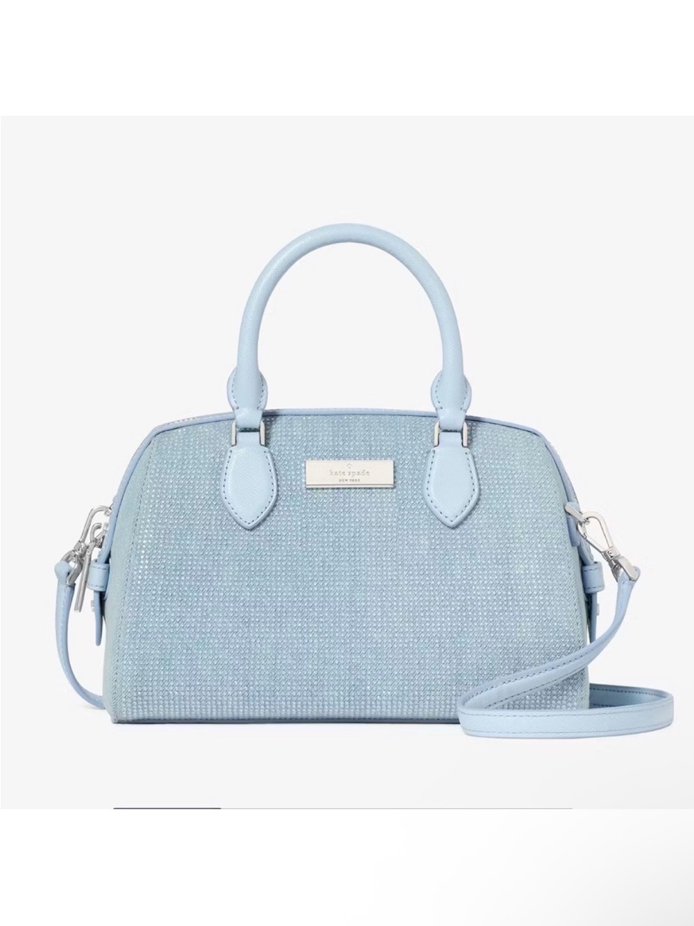 NWT Kate Spade Blue Denim Hot Fixed Studded Madison Duffle Crossbody Bag